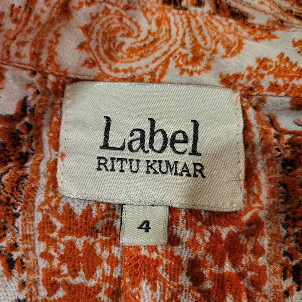 Label Ritu Kumar Orange Sleeveless Top - Picture 10 of 10